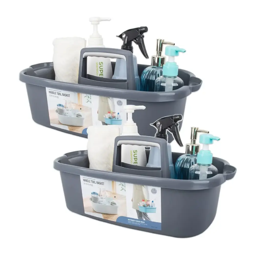 Portable plastic cleaning supply caddy with handle